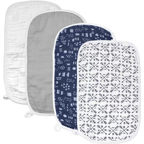 HonestBaby Unisex Baby Multipack Woven Burp Cloths Soft Absorbent MultiLayered 100 Organic Cotton4pack Compass