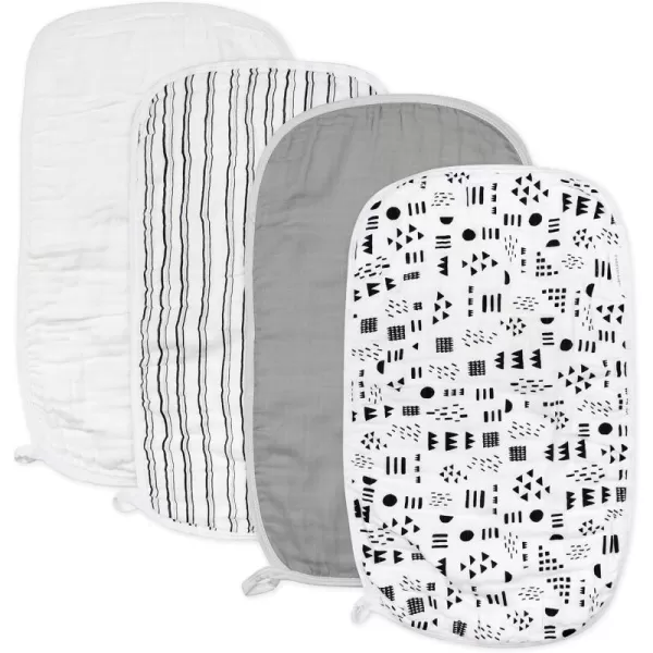 HonestBaby Unisex Baby Multipack Woven Burp Cloths Soft Absorbent MultiLayered 100 Organic Cotton4pack Pattern Play