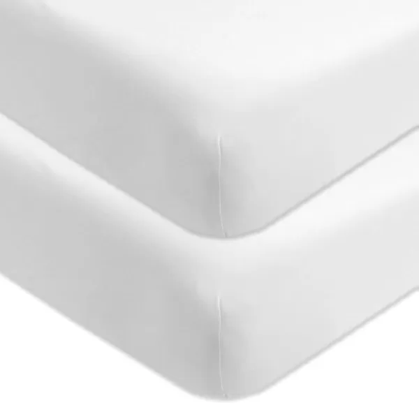 HonestBaby unisex baby 2Pack Organic Cotton Fitted Crib Sheets Wearable Blanket Bright White One SizeCrib Sheet  2pack  Bright White