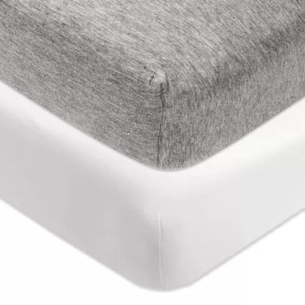 HonestBaby unisex baby 2Pack Organic Cotton Fitted Crib Sheets Wearable Blanket Bright White One SizeCrib Sheet  2pack  Heather Gray