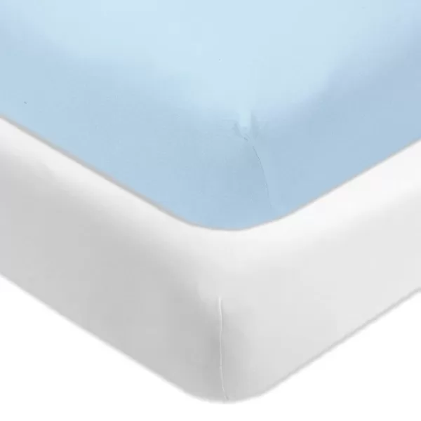HonestBaby unisex baby 2Pack Organic Cotton Fitted Crib Sheets Wearable Blanket Bright White One SizeCrib Sheet  2pack  Light Blue
