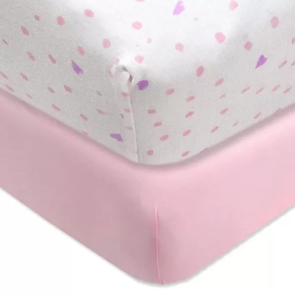 HonestBaby unisex baby 2Pack Organic Cotton Fitted Crib Sheets Wearable Blanket Bright White One SizeCrib Sheet  2pack  Love Dot