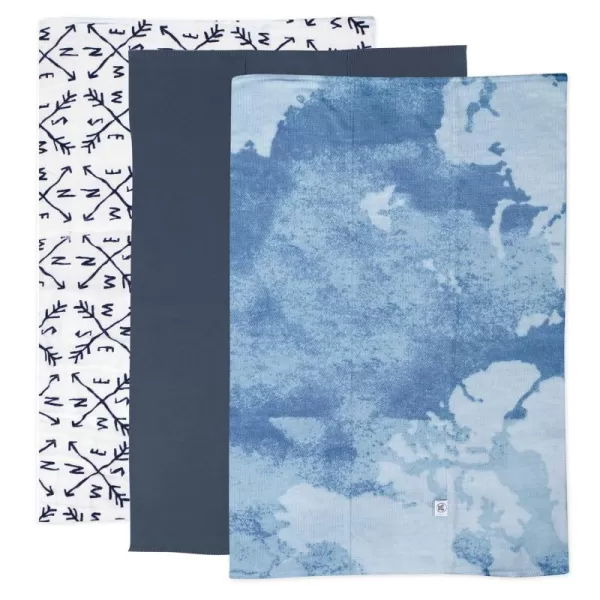 HonestBaby unisex baby 5Pack Organic Cotton Knit Burp Cloths Bandana Bright White One Size US3pack Watercolor World