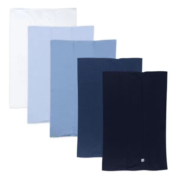 HonestBaby unisex baby 5Pack Organic Cotton Knit Burp Cloths Bandana Bright White One Size US5pack Ombre Blues