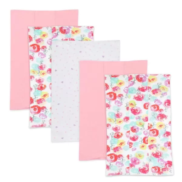 HonestBaby unisex baby 5Pack Organic Cotton Knit Burp Cloths Bandana Bright White One Size US5pack Rose Blossom