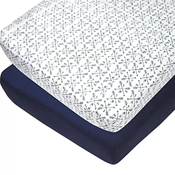 HonestBaby unisex baby Organic Cotton Changing Pad Cover and Toddler Sleepers Bright White One Size US2Piece CompassNavy