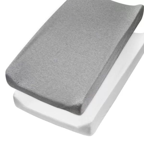 HonestBaby unisex baby Organic Cotton Changing Pad Cover and Toddler Sleepers Bright White One Size US2Piece Gray Heather