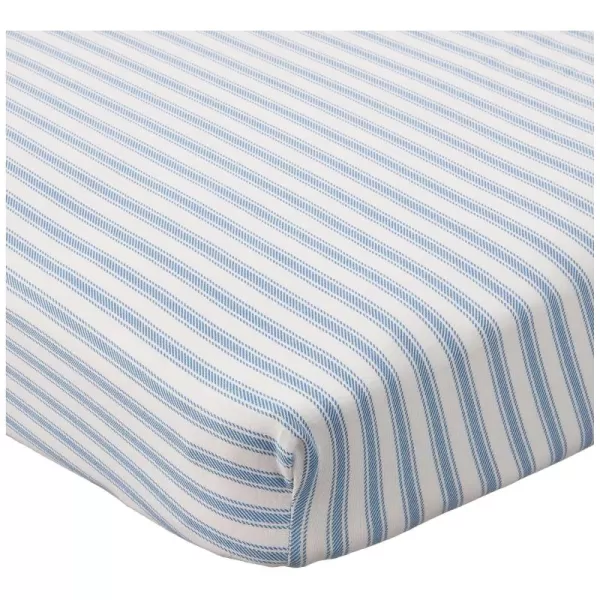 HonestBaby unisex baby Organic Cotton Changing Pad Cover and Toddler Sleepers Bright White One Size USBlue Ticking Stripe
