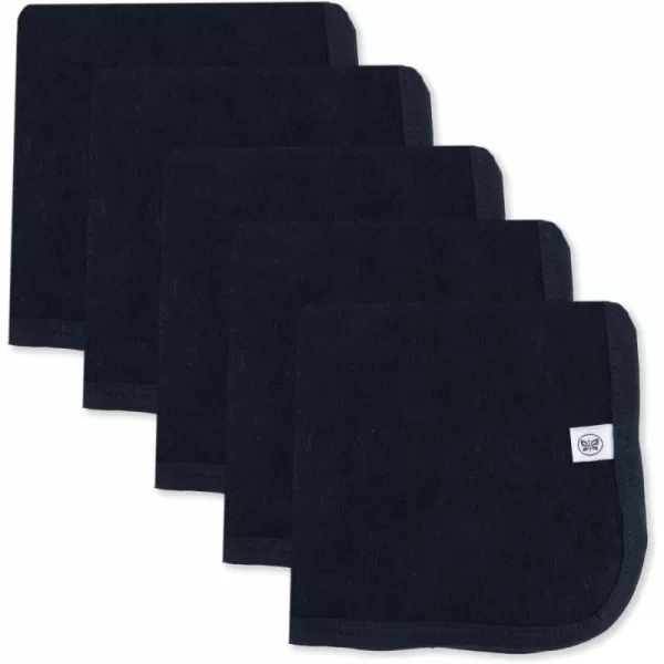 HonestBaby unisex baby Organic Cotton Washcloth MultiPack Winter Accessory Set 5pack Bright White One Size US5pack Navy