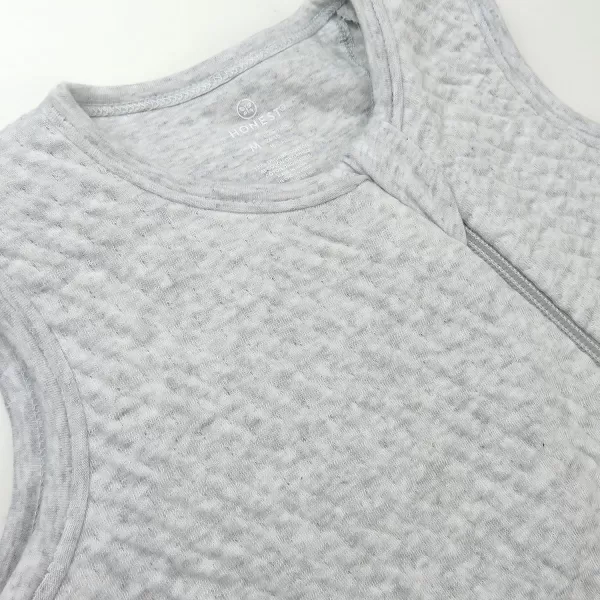 HonestBaby Organic Cotton Matelasse Wearable Blanket Bright White MediumLight Gray Heather