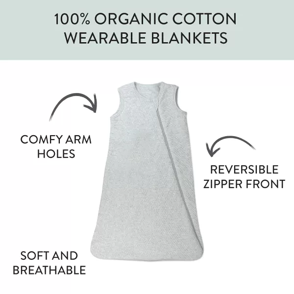 HonestBaby Organic Cotton Matelasse Wearable Blanket Bright White MediumLight Gray Heather