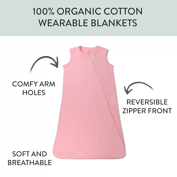 HonestBaby Organic Cotton Matelasse Wearable Blanket Bright White MediumStrawberry Cream