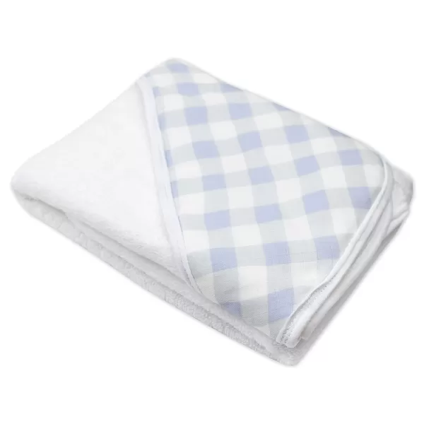 HonestBaby unisex baby 3Piece Organic Cotton Hooded Towel ampamp Washcloth Set Bandana Bright White One Size USBlue Painted Buffalo Check