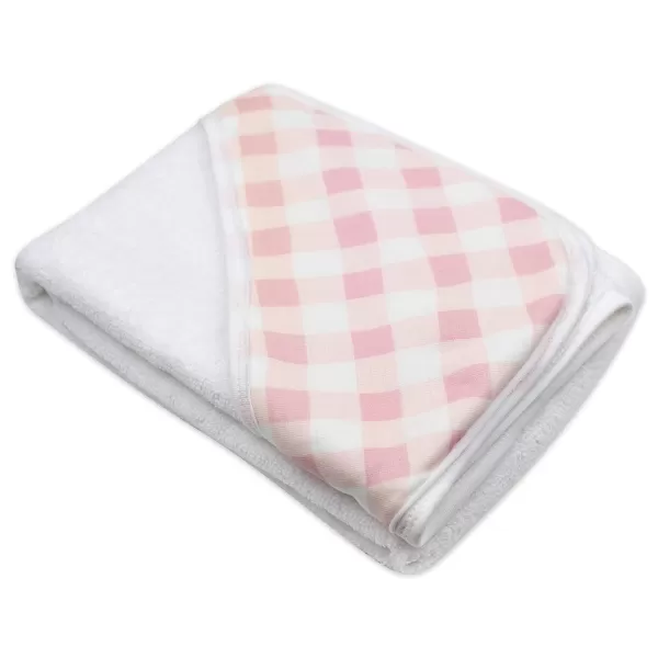 HonestBaby unisex baby 3Piece Organic Cotton Hooded Towel ampamp Washcloth Set Bandana Bright White One Size USPeach Skin Painted Buffalo Check