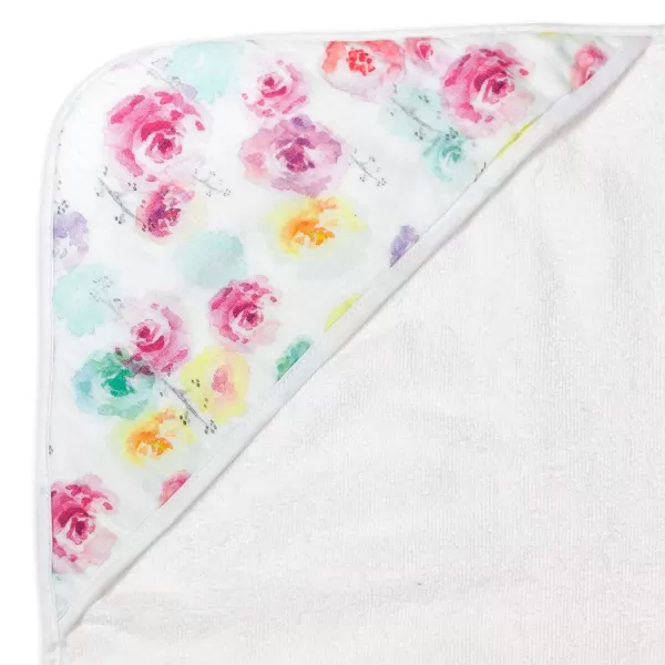 HonestBaby unisex baby 3Piece Organic Cotton Hooded Towel ampamp Washcloth Set Bandana Bright White One Size USRose Blossom