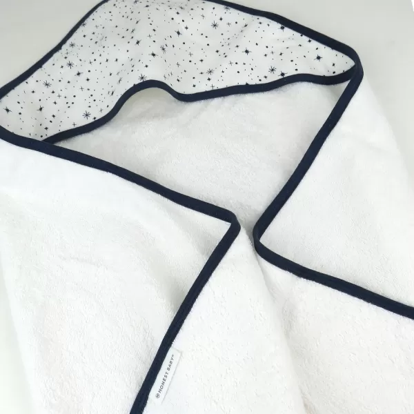 HonestBaby unisex baby 3Piece Organic Cotton Hooded Towel ampamp Washcloth Set Bandana Bright White One Size USTwinkle Star WhiteNavy