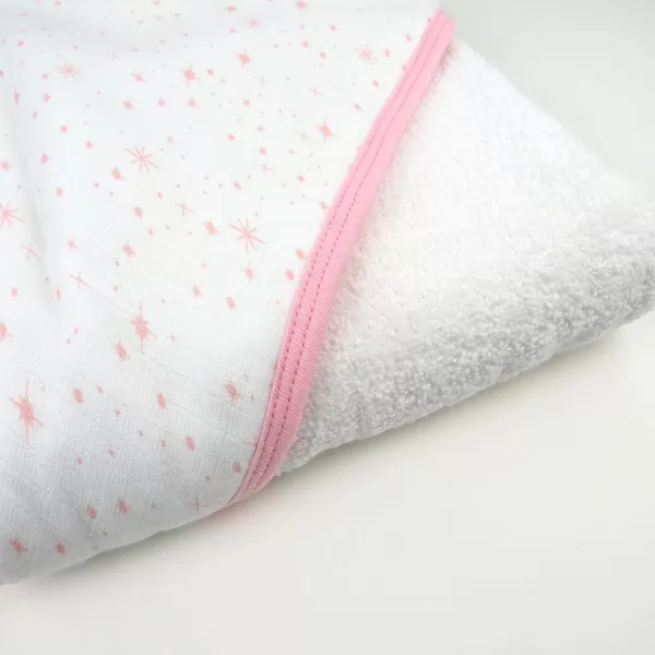 HonestBaby unisex baby 3Piece Organic Cotton Hooded Towel ampamp Washcloth Set Bandana Bright White One Size USTwinkle Star WhitePink