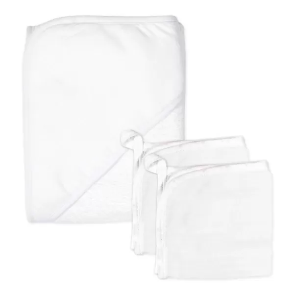 HonestBaby unisex baby 3Piece Organic Cotton Hooded Towel ampamp Washcloth Set Bandana Bright White One Size USBright White