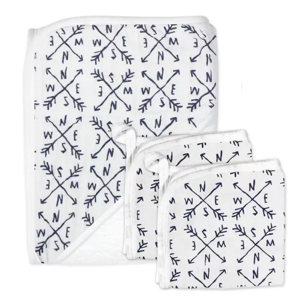 HonestBaby unisex baby 3Piece Organic Cotton Hooded Towel ampamp Washcloth Set Bandana Bright White One Size USCompass