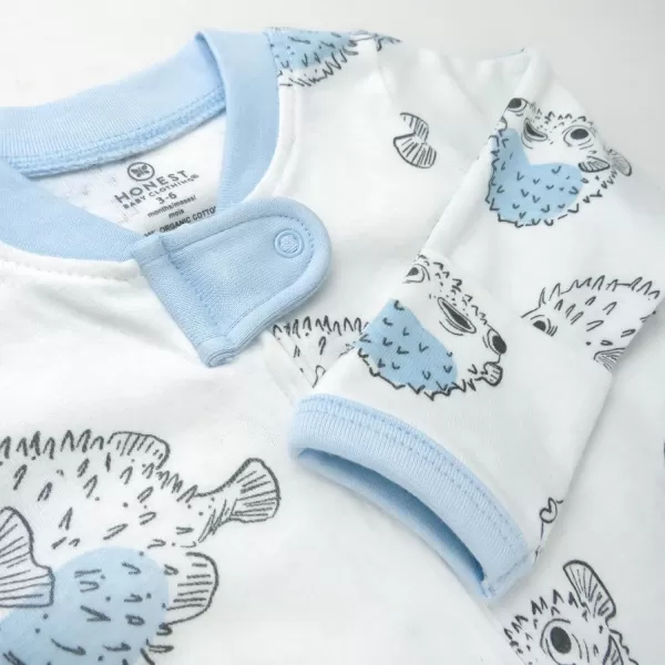 imageHonestBaby Baby Boys Sleep and Play Footed Pajamas OnePiece Sleeper Jumpsuit Zipfront Pjs Organic CottonBlow Fish