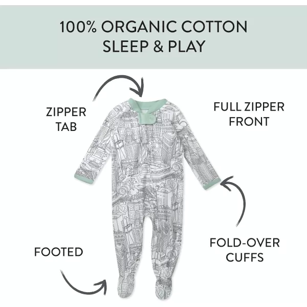 imageHonestBaby Baby Boys Sleep and Play Footed Pajamas OnePiece Sleeper Jumpsuit Zipfront Pjs Organic CottonCityscape Ny
