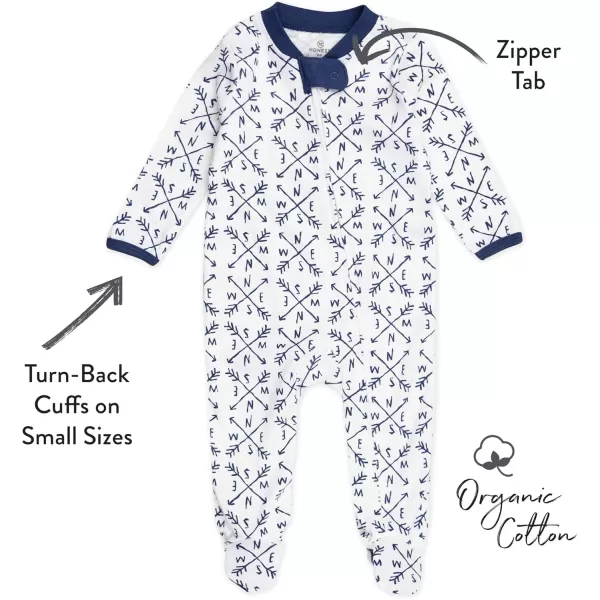 imageHonestBaby Baby Boys Sleep and Play Footed Pajamas OnePiece Sleeper Jumpsuit Zipfront Pjs Organic CottonCompass