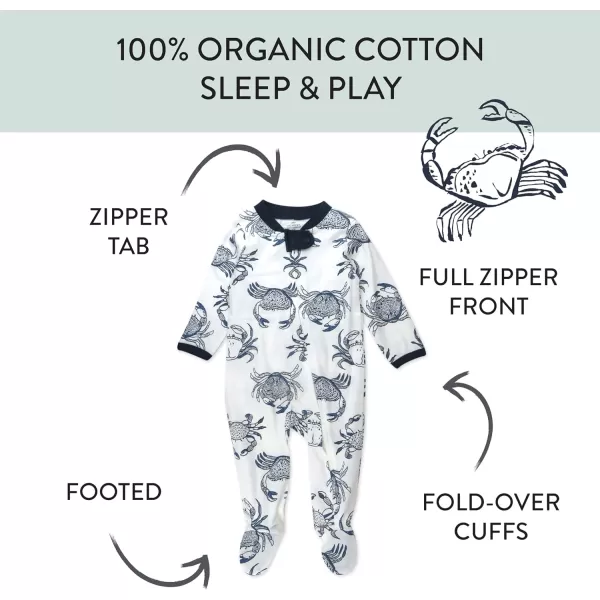 imageHonestBaby Baby Boys Sleep and Play Footed Pajamas OnePiece Sleeper Jumpsuit Zipfront Pjs Organic CottonCrabs