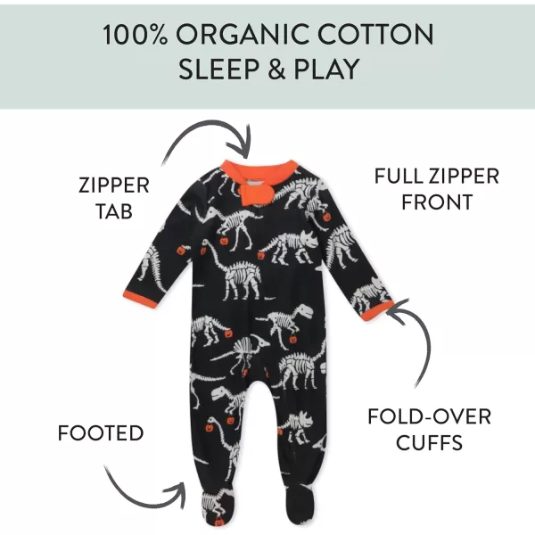 imageHonestBaby Baby Boys Sleep and Play Footed Pajamas OnePiece Sleeper Jumpsuit Zipfront Pjs Organic CottonDino Ween