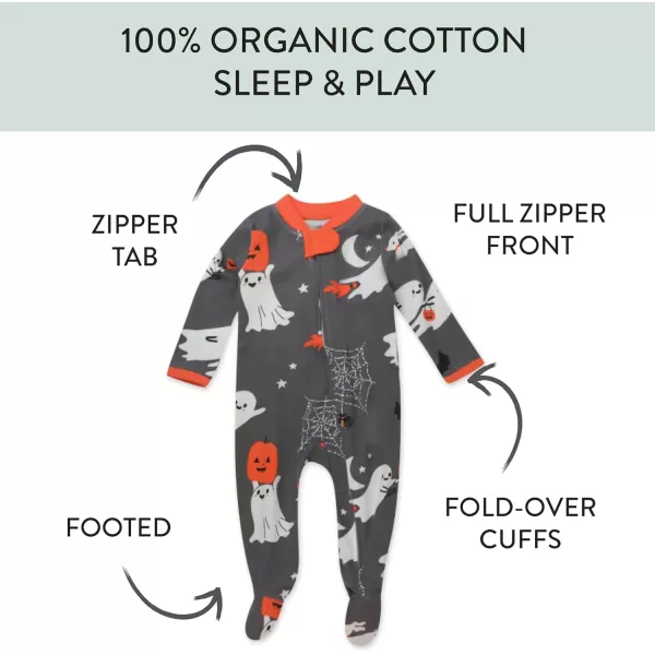 imageHonestBaby Baby Boys Sleep and Play Footed Pajamas OnePiece Sleeper Jumpsuit Zipfront Pjs Organic CottonGhost Party