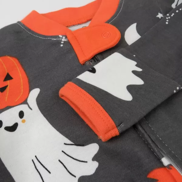 imageHonestBaby Baby Boys Sleep and Play Footed Pajamas OnePiece Sleeper Jumpsuit Zipfront Pjs Organic CottonGhost Party