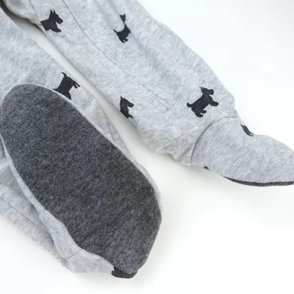imageHonestBaby Baby Boys Sleep and Play Footed Pajamas OnePiece Sleeper Jumpsuit Zipfront Pjs Organic CottonGrey Scotty Dog