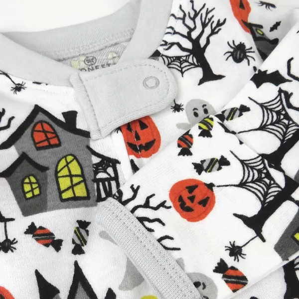 imageHonestBaby Baby Boys Sleep and Play Footed Pajamas OnePiece Sleeper Jumpsuit Zipfront Pjs Organic CottonHaunted House