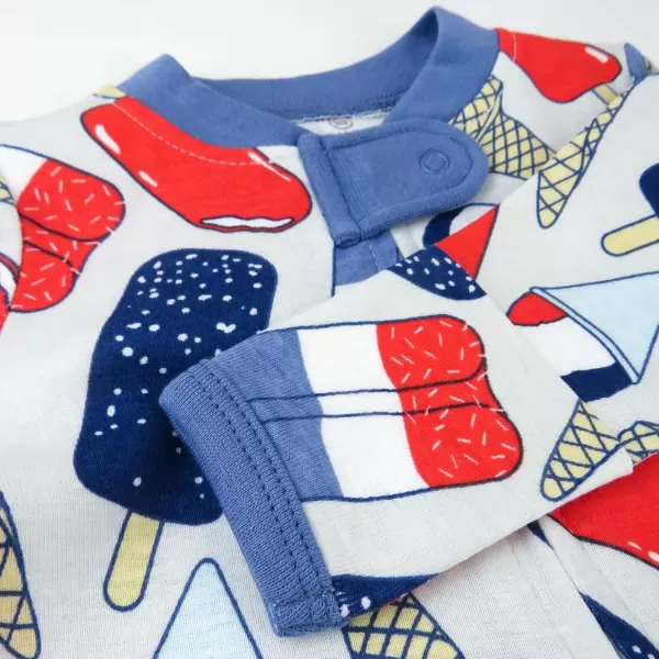 imageHonestBaby Baby Boys Sleep and Play Footed Pajamas OnePiece Sleeper Jumpsuit Zipfront Pjs Organic CottonIce Cream Independence
