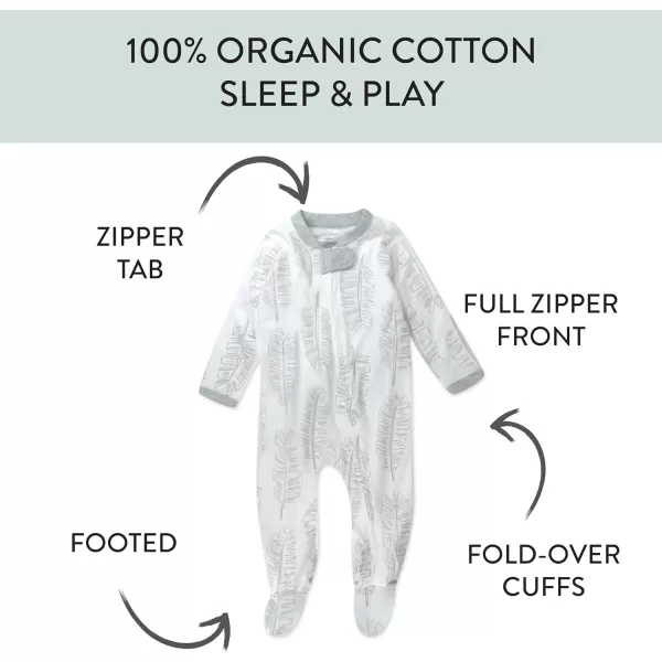 imageHonestBaby Baby Boys Sleep and Play Footed Pajamas OnePiece Sleeper Jumpsuit Zipfront Pjs Organic CottonJumbo Leaf Sage Sage