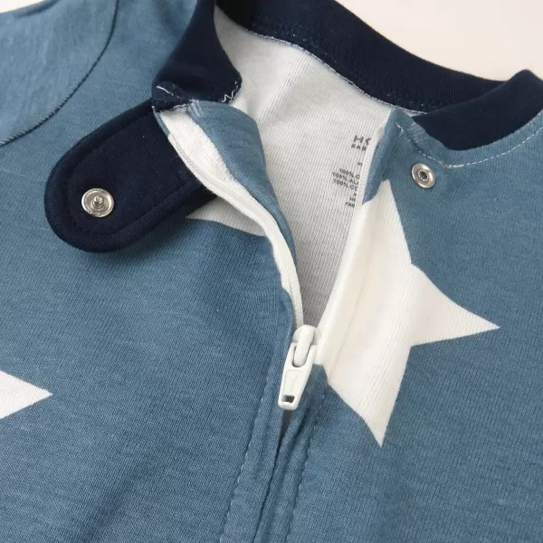 imageHonestBaby Baby Boys Sleep and Play Footed Pajamas OnePiece Sleeper Jumpsuit Zipfront Pjs Organic CottonJumbo Star Blue