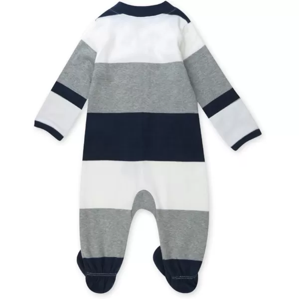 imageHonestBaby Baby Boys Sleep and Play Footed Pajamas OnePiece Sleeper Jumpsuit Zipfront Pjs Organic CottonJumbo Stripe Navy