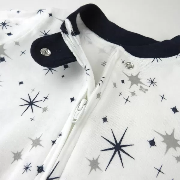 imageHonestBaby Baby Boys Sleep and Play Footed Pajamas OnePiece Sleeper Jumpsuit Zipfront Pjs Organic CottonJumbo Twinkle Star Navy