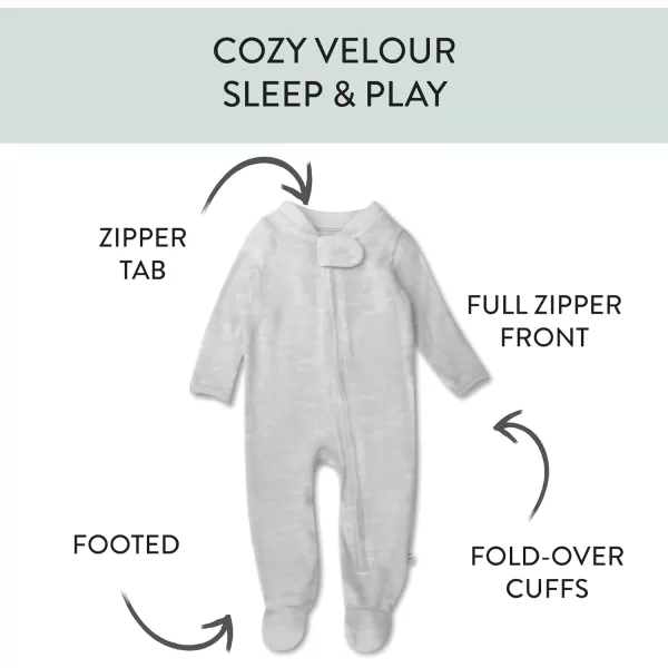 imageHonestBaby Baby Boys Sleep and Play Footed Pajamas OnePiece Sleeper Jumpsuit Zipfront Pjs Organic CottonLight Gray Heather Velour