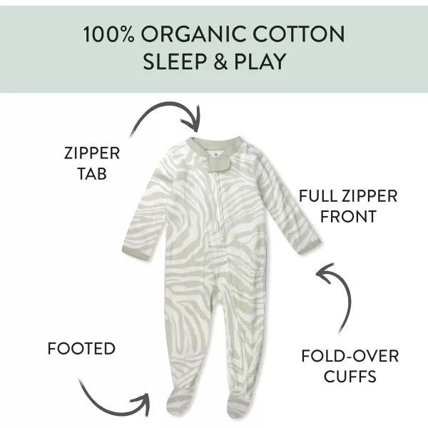 imageHonestBaby Baby Boys Sleep and Play Footed Pajamas OnePiece Sleeper Jumpsuit Zipfront Pjs Organic CottonLight Zanzibar Zebra