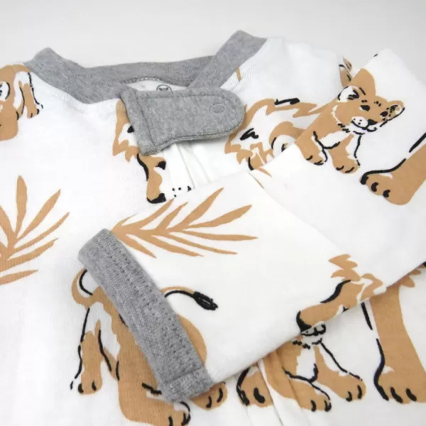 imageHonestBaby Baby Boys Sleep and Play Footed Pajamas OnePiece Sleeper Jumpsuit Zipfront Pjs Organic CottonLion