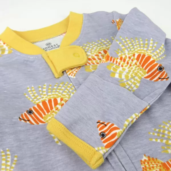 imageHonestBaby Baby Boys Sleep and Play Footed Pajamas OnePiece Sleeper Jumpsuit Zipfront Pjs Organic CottonLionfish