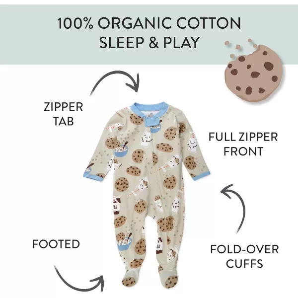 imageHonestBaby Baby Boys Sleep and Play Footed Pajamas OnePiece Sleeper Jumpsuit Zipfront Pjs Organic CottonMilk N Cookies