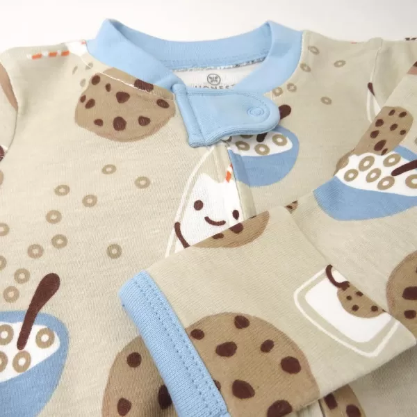 imageHonestBaby Baby Boys Sleep and Play Footed Pajamas OnePiece Sleeper Jumpsuit Zipfront Pjs Organic CottonMilk N Cookies