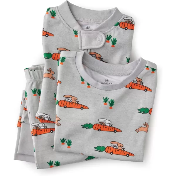 imageHonestBaby Baby Boys Sleep and Play Footed Pajamas OnePiece Sleeper Jumpsuit Zipfront Pjs Organic CottonRacing Rabbits