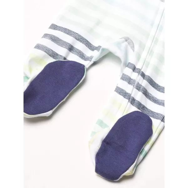 imageHonestBaby Baby Boys Sleep and Play Footed Pajamas OnePiece Sleeper Jumpsuit Zipfront Pjs Organic CottonRainbow Stripe Blues