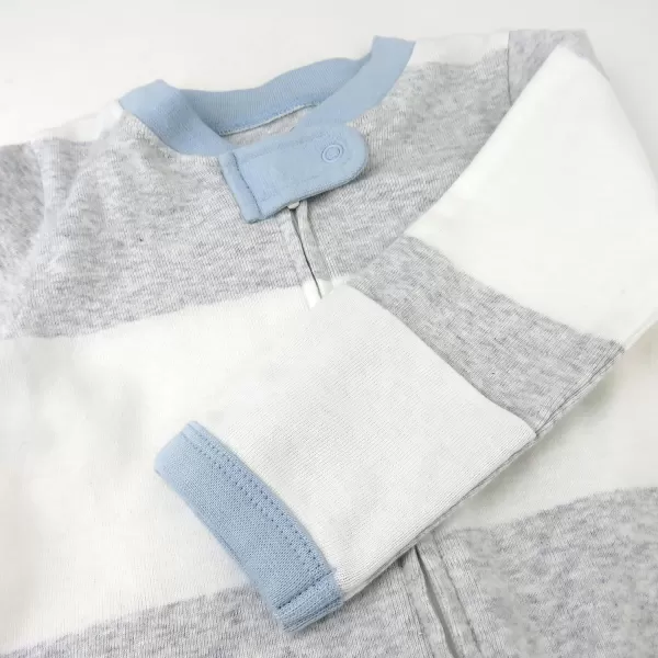 imageHonestBaby Baby Boys Sleep and Play Footed Pajamas OnePiece Sleeper Jumpsuit Zipfront Pjs Organic CottonRugby Stripe Light Heather Gray