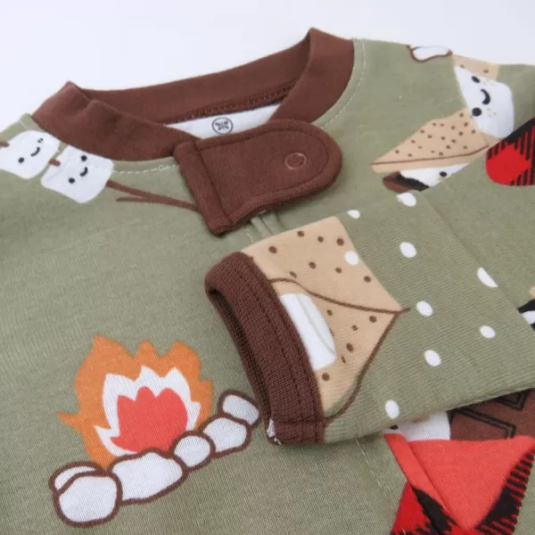 imageHonestBaby Baby Boys Sleep and Play Footed Pajamas OnePiece Sleeper Jumpsuit Zipfront Pjs Organic CottonSmores Camp