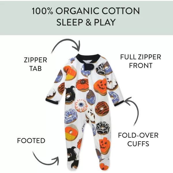 imageHonestBaby Baby Boys Sleep and Play Footed Pajamas OnePiece Sleeper Jumpsuit Zipfront Pjs Organic CottonSpooookeey Donuts
