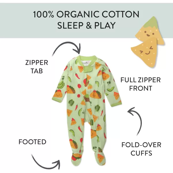 imageHonestBaby Baby Boys Sleep and Play Footed Pajamas OnePiece Sleeper Jumpsuit Zipfront Pjs Organic CottonTaco Time