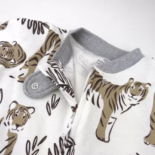 imageHonestBaby Baby Boys Sleep and Play Footed Pajamas OnePiece Sleeper Jumpsuit Zipfront Pjs Organic CottonTiger Cub